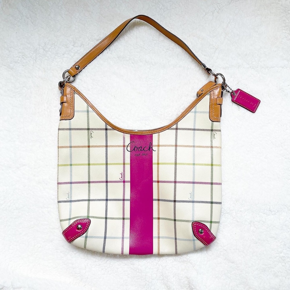 Coach stripe Tattersall bag